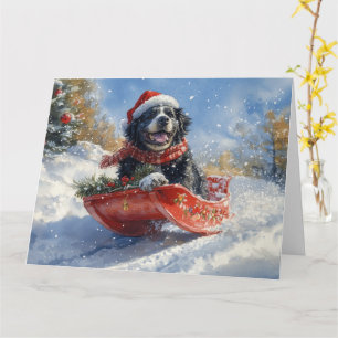 Newfoundland Hund i Sledge Låt det snöa jul Kort