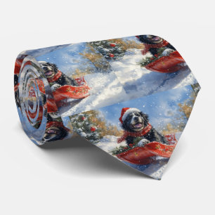 Newfoundland Hund i Sledge Låt det snöa jul Slips