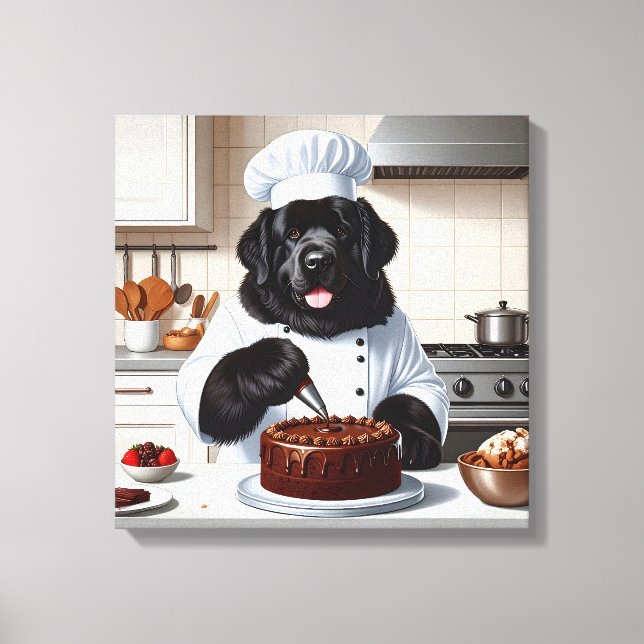 Newfoundland Hund Icing Cake Canvastryck (Framsida)