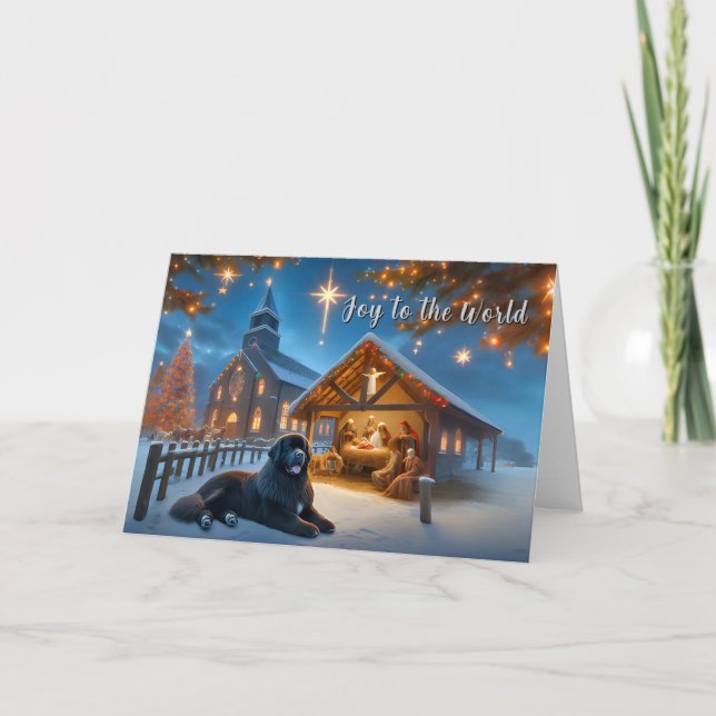 Newfoundland Hund Joy till World Card Helgkort (Framsida)