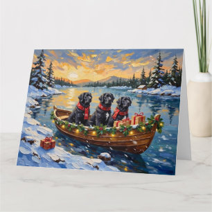 Newfoundland Hund Jul Båt Semester Kort