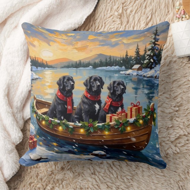 Newfoundland Hund Jul Båt Semester Kudde (Filt)