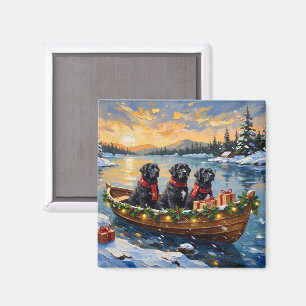 Newfoundland Hund Jul Båt Semester Magnet