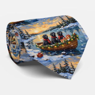 Newfoundland Hund Jul Båt Semester Slips