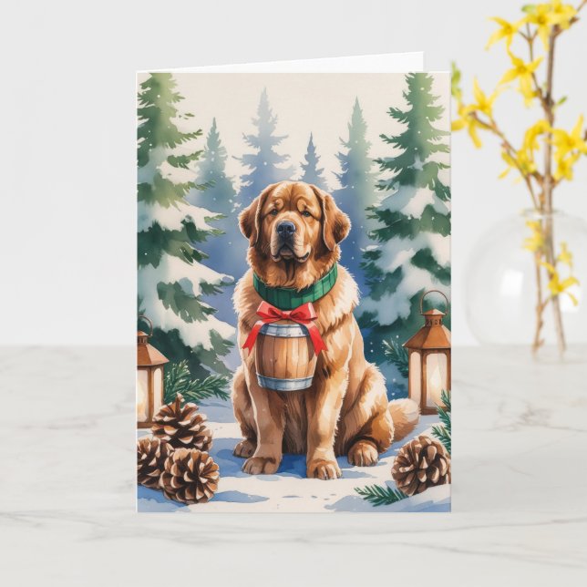 Newfoundland Hund jul Hälsning Kort (Gul blomma)