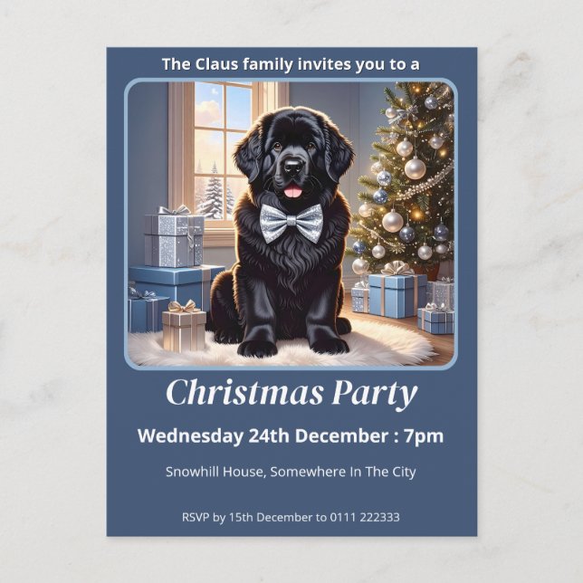 Newfoundland Hund jul Inbjudan Vykort (Framsida)