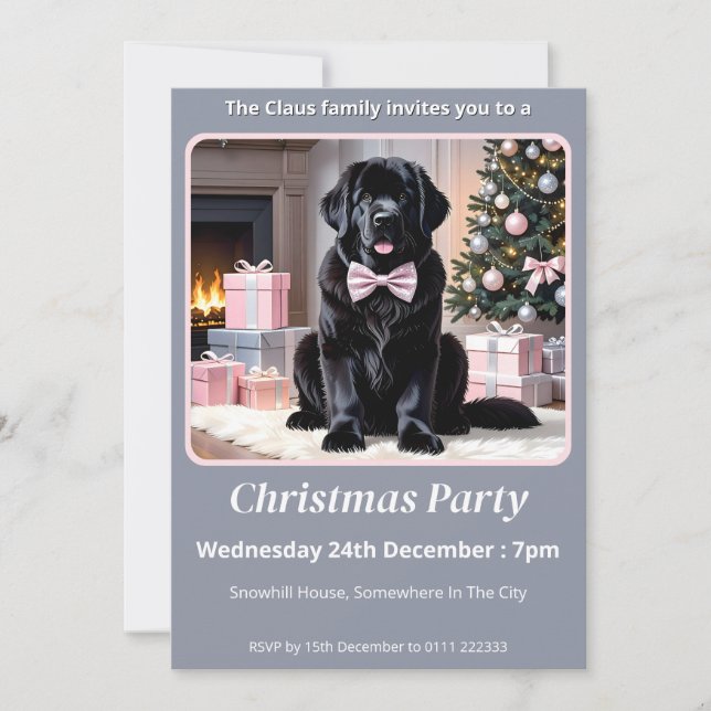 Newfoundland Hund jul Inbjudningar (Framsida)