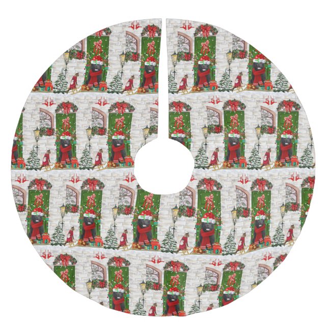 Newfoundland Hund jul Julgransmatta Borstad Polyester (Framsidan)