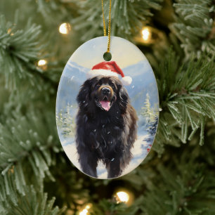 Newfoundland hund jul julgransprydnad keramik