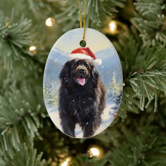 Newfoundland hund jul julgransprydnad keramik (Träd)