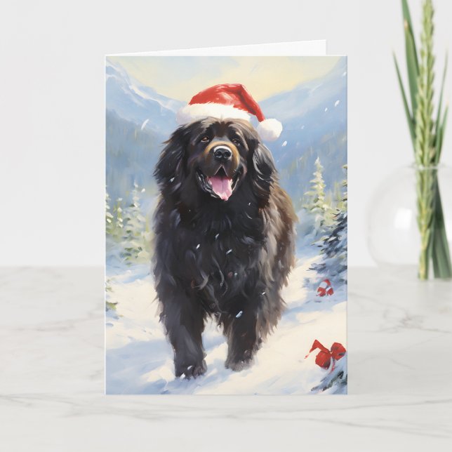 Newfoundland hund jul kort (Framsida)