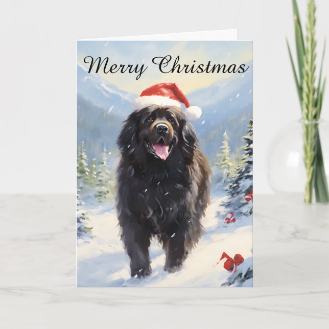 Newfoundland hund jul kort (Framsida)