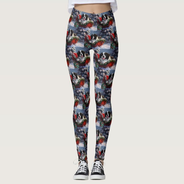 Newfoundland Hund jul Leggings (Framsida)