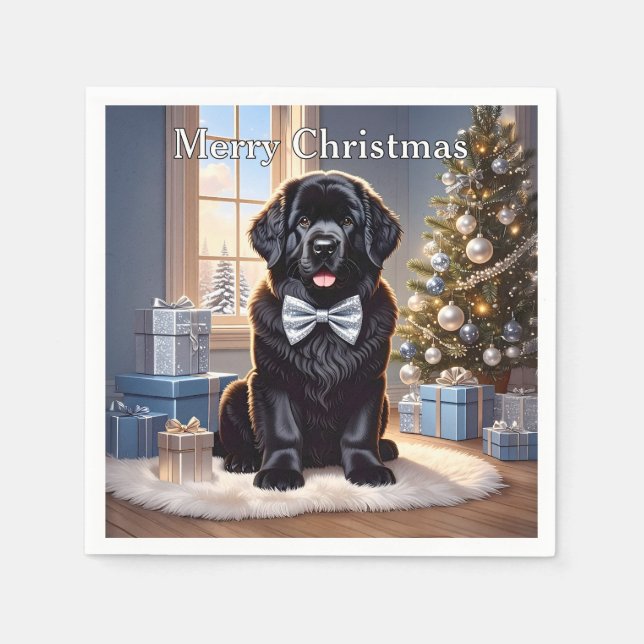 Newfoundland Hund jul Pappersservett (Framsidan)
