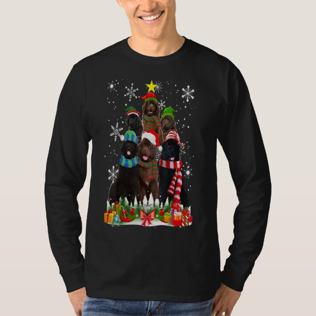 Newfoundland Hund Julgran T Shirt (Framsida)