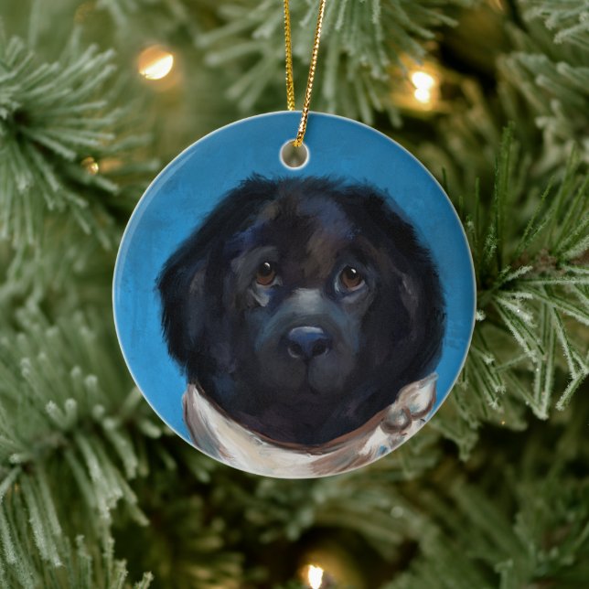 Newfoundland Hund Julgransprydnad Keramik (Träd)