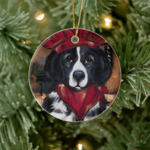 Newfoundland Hund Julgransprydnad Keramik