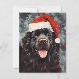 Newfoundland hund Julpenselmålning Julkort