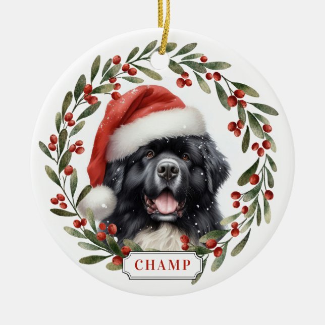 Newfoundland Hund Keramisk Cirkulär Ornament (Framsidan)