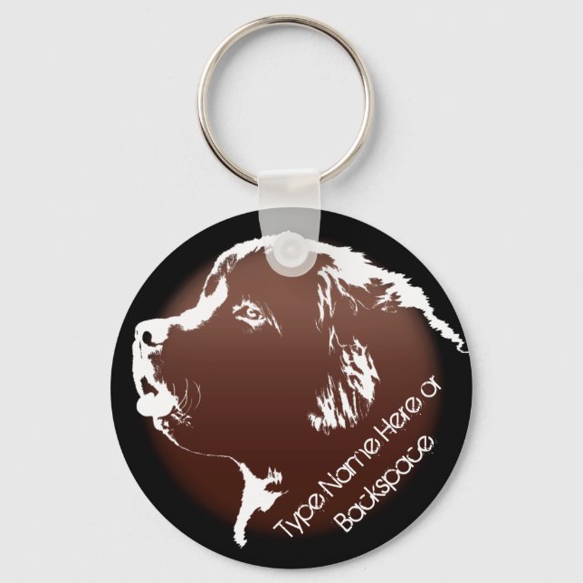 Newfoundland Hund Keychain Newfoundlander Art Gift Nyckelring (Framsida)