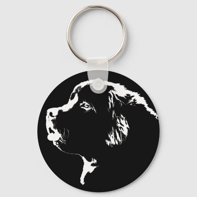 Newfoundland Hund Keychain Newfoundlander Art Gift Nyckelring (Framsida)