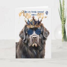 Newfoundland Hund Kung för en dag på födelsedagen Kort