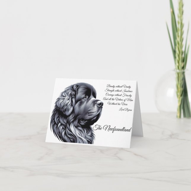 Newfoundland Hund Lord Byron Quote Note Card Tack Kort (Framsida)