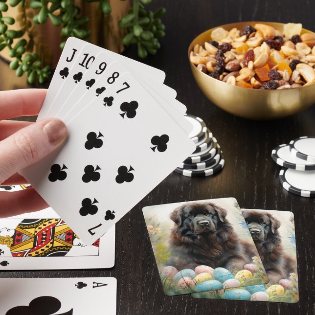 Newfoundland Hund med Påskägg Semester Casinokort (På plats)