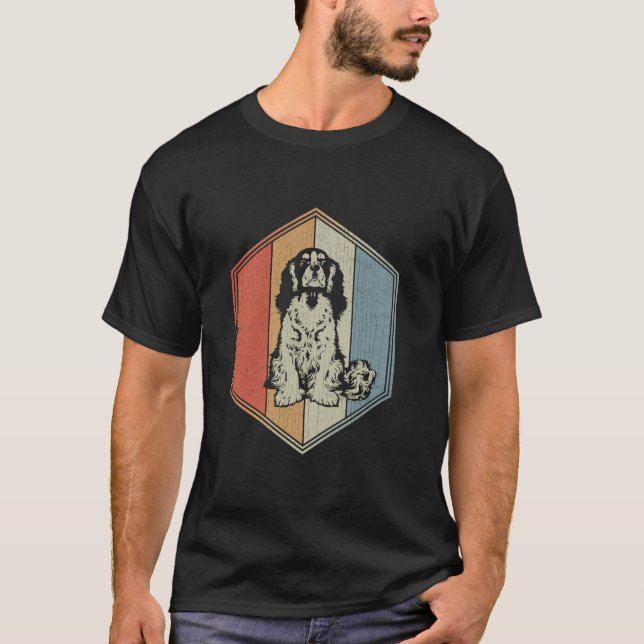 Newfoundland Hund med utstressad design Retro Newf T Shirt (Framsida)