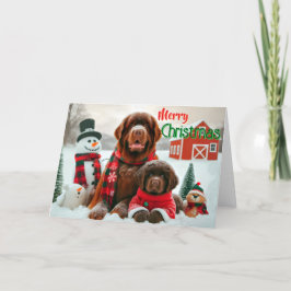 Newfoundland Hund och valpar julkort Helgkort
