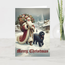 Newfoundland Hund & Old-Stil Santa Helgkort