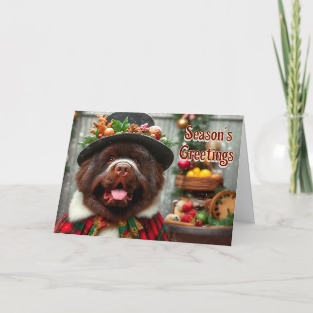 Newfoundland Hund Pappa jul Card Helgkort (Framsida)