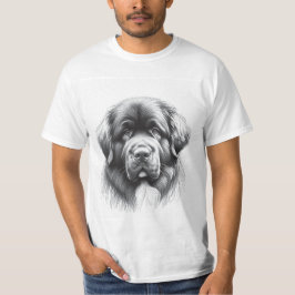 Newfoundland Hund Pencil Soft Sketch by Artist Gen T Shirt