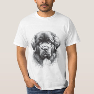 Newfoundland Hund Pencil Soft Sketch by Artist Gen T Shirt