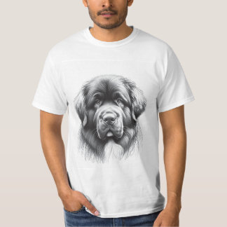 Newfoundland Hund Pencil Soft Sketch by Artist Gen T Shirt