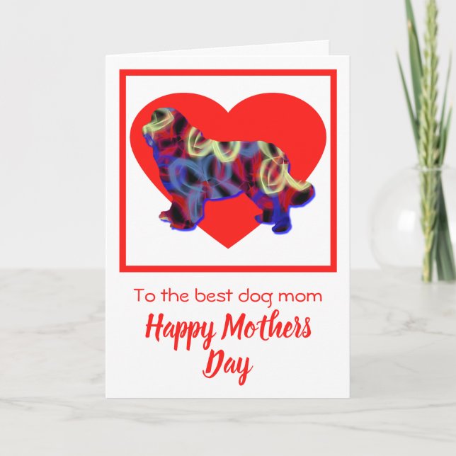 Newfoundland Hund Red Heart Mor's Day Card Tack Kort (Framsida)