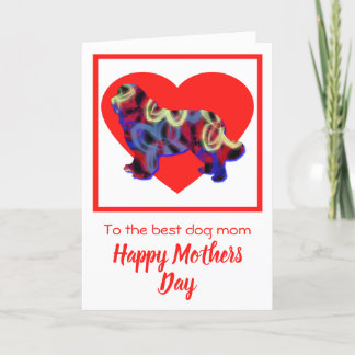 Newfoundland Hund Red Heart Mor's Day Card Tack Kort