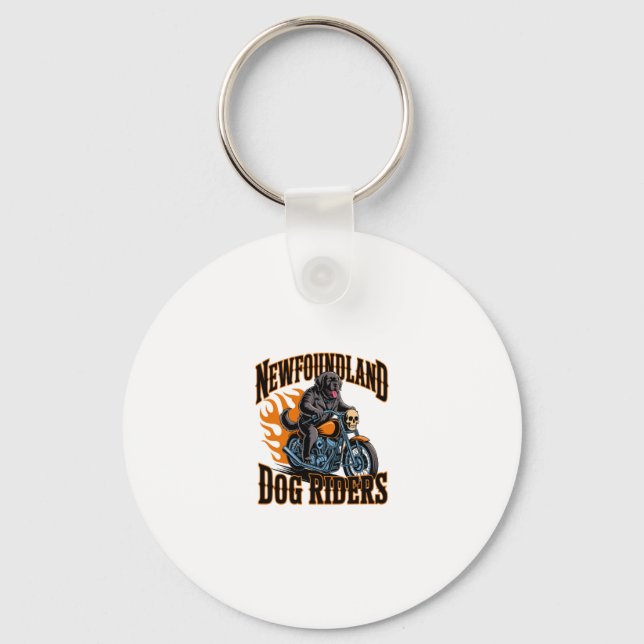 Newfoundland Hund Rider Nyckelring (Framsida)