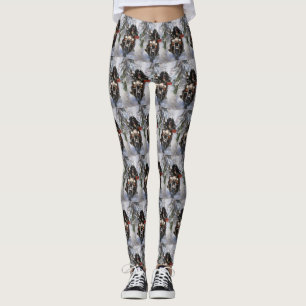 Newfoundland Hund Riding Motorcle jul Leggings