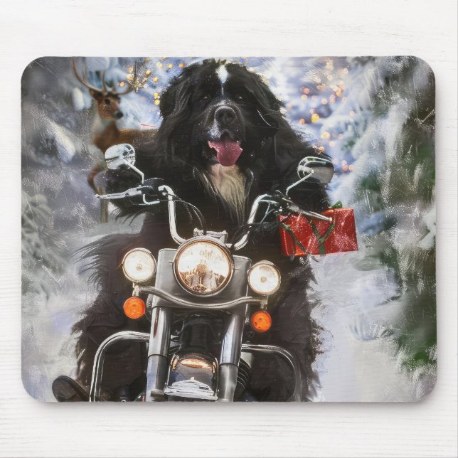 Newfoundland Hund Riding Motorcle jul Musmatta (Framsidan)