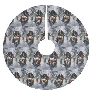 Newfoundland Hund Ridning Motorcykel Jul Julgransmatta Borstad Polyester