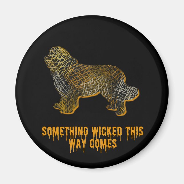 Newfoundland Hund Silhouette Roligt Halloween Magn Magnet (Framsidan)
