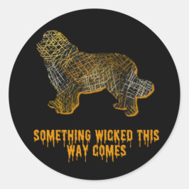 Newfoundland Hund Silhouette Roligt Halloween Runt Klistermärke