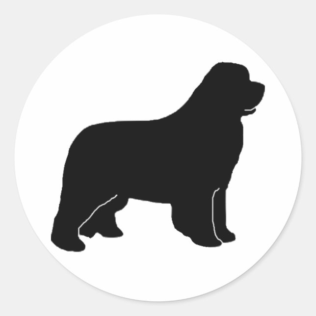 Newfoundland hund silhouette runt klistermärke (Framsida)