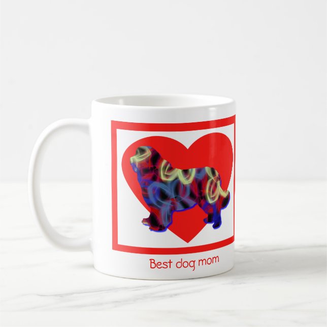 Newfoundland Hund Silhouette Valentines day Heart Kaffemugg (Vänster)