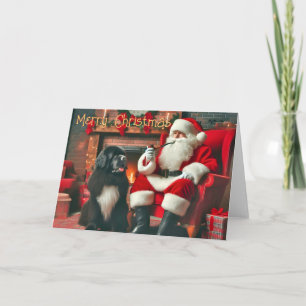 Newfoundland Hund Sitta efter julkort Helgkort