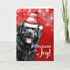 Newfoundland Hund Släpp lös glädjen jul Helgkort