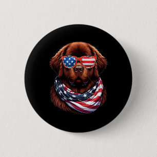 Newfoundland Hund Usa Flagga Amerikansk Patriotisk Knapp
