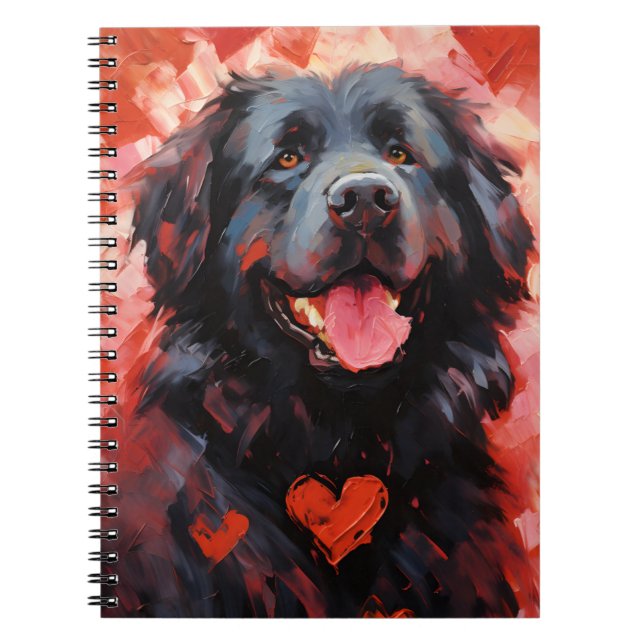 Newfoundland hund Valentines day Anteckningsbok (Framsidan)