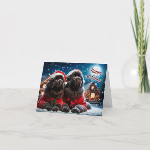 Newfoundland Hundar Glad helg julkort
